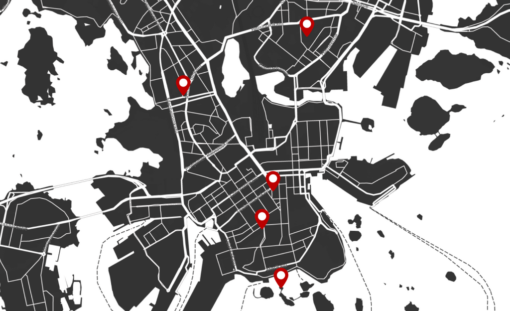 Map of Skiffer restaurants in Helsinki
